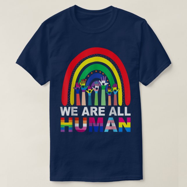 Camiseta Somos Todos do Orgulho Humano Ally Rainbow LGBT Fl (Frente do Design)