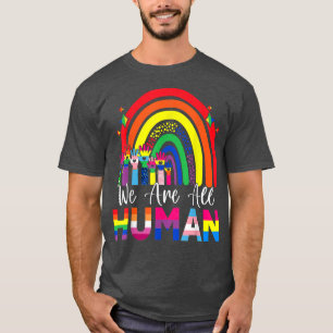 Camiseta Somos Todos do Orgulho Humano Ally Rainbow Ribbon 