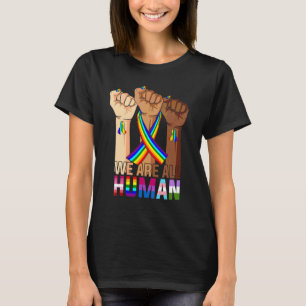 Camiseta Somos Todos Do Orgulho Humano Ally Rainbow Ribbon
