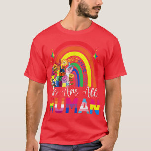 Camiseta Somos Todos do Orgulho Humano Ally Rainbow Ribbon