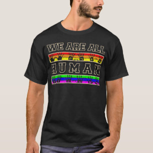 Camiseta Somos Todos Humanos Coração Colorida Rainbow Gay L