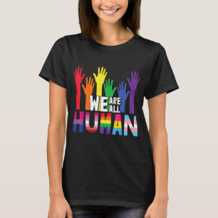 Camiseta Somos Todos Humanos Rainbow Heart Flag Lgbt Para O