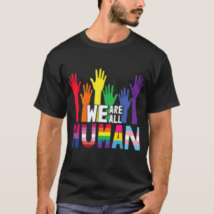 Camiseta Somos Todos Humanos Rainbow Heart Flag Lgbt Para O