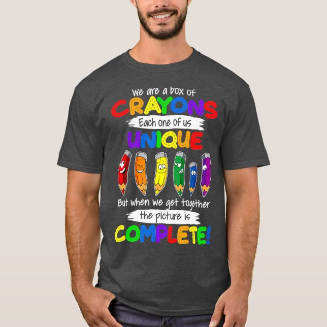 Camiseta Somos Uma Caixa De Crayons Cada Um De Nós Única (Frente)