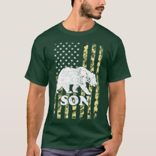 Camiseta Son Bear acampando caminhando Camouflage EUA Fl