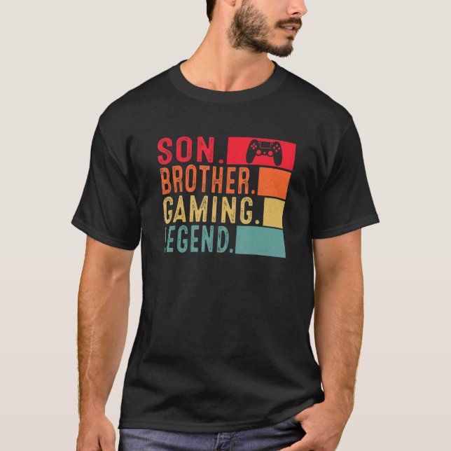 Camiseta Son Brother Gaming Legend Video Gamer Para Meninos (Frente)