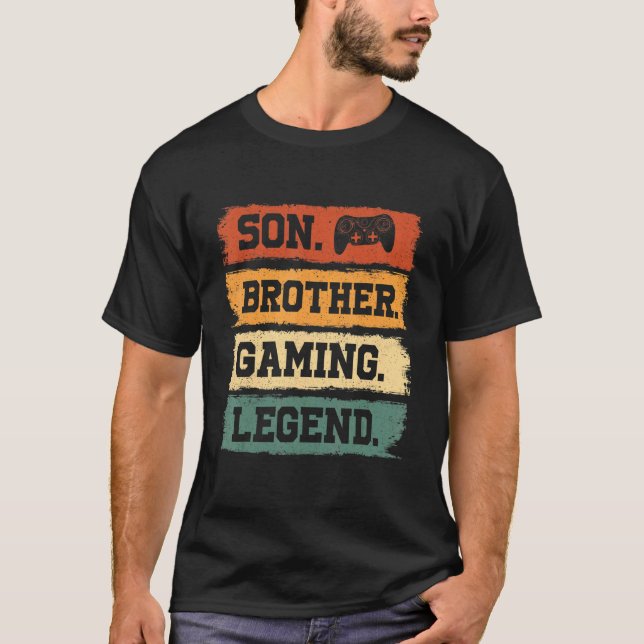 Camiseta Son Brother Gaming Legend Video Gamer Para Meninos (Frente)