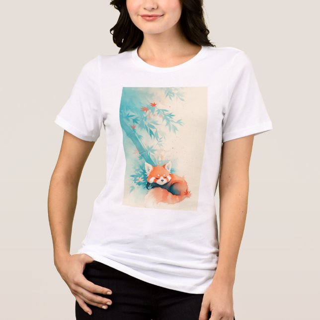 Camiseta Soneca da Floresta de Bambu do Panda Vermelho (Frente)