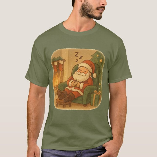 Camiseta Soneca de Natal Aconchegante do Papai Noe (Frente)