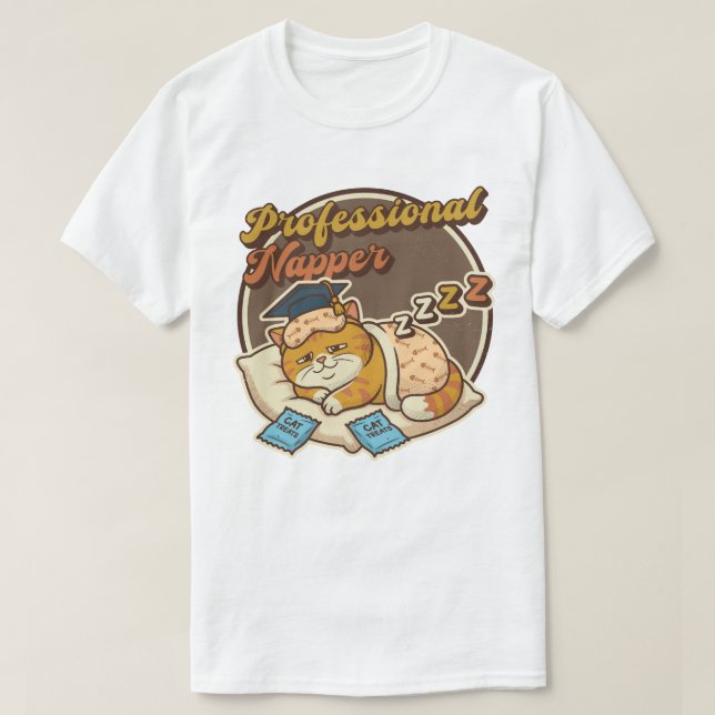 Camiseta Soneca Profissional, Gato (Frente do Design)