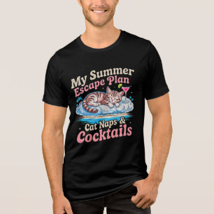 Camiseta Sonecas Engraçadas de Gato de Verão & Coquetéis - 