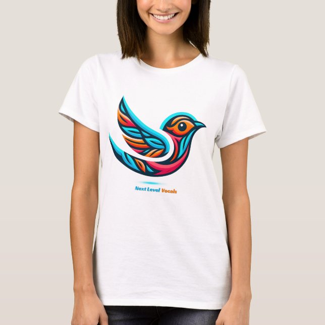 Camiseta Songbird Nightingale com texto Vocais de Próximo N (Frente)