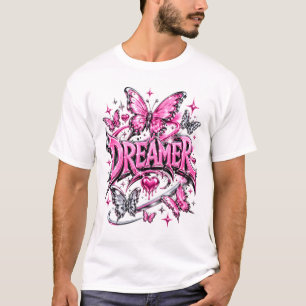 Camiseta Sonhadora Y2K Cromado Rosa Líquido