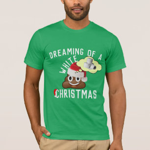 Camiseta Sonhando com um Poop Engraçado de Natal Branco Em