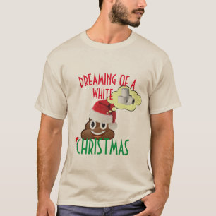Camiseta Sonhando com um Poop Engraçado de Natal Branco Em