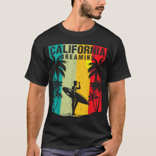 Camiseta Sonhando na Califórnia Homens Mulheres Surfe Praia
