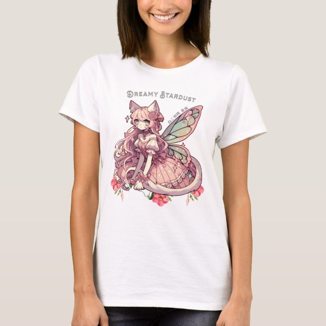 Camiseta Sonhante Dreamy Stardust A Cat Fairycore Fantasy (Frente)