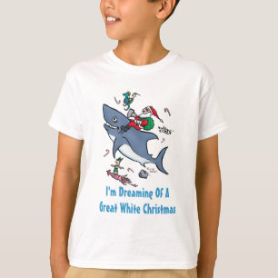 Camiseta Sonhar Com Um Natal De Tubarão Branco Excelente