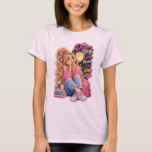Camiseta Sonhe Grande Trabalhe Duro Seja Gentil Garota Loir