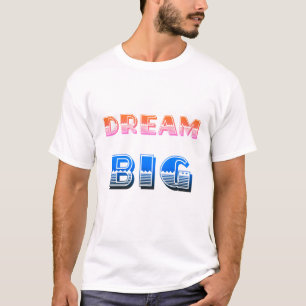 Camiseta Sonhe Muito Design de Tipografia Colorida Retro 🚀