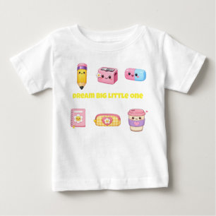 Camiseta Sonhe Muito Pequeno Fornecimento Escolar Fofo Sorr