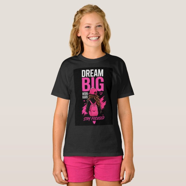 Camiseta 💖 Sonhe Muito Trabalhe Duro Mantenha o Foco 💖 (Frente Completa)