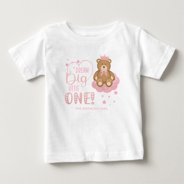 Camiseta Sonhe Uma Pequena Garota de Aniversário do Urso So (Frente)