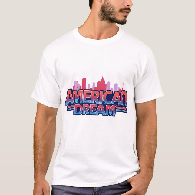 Camiseta SONHO AMERICANO 2.0’ — letras cromadas futuristas (Frente)