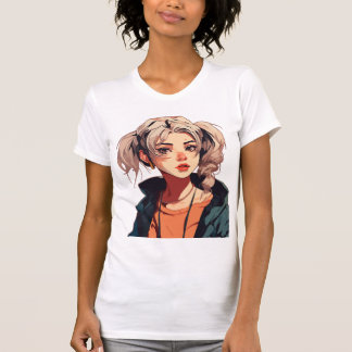 Camiseta Sonho Anime: Beleza de Cabelos Castanhos Claros