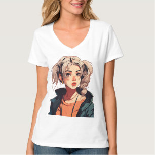 Camiseta Sonho Anime: Beleza de Cabelos Castanhos Claros