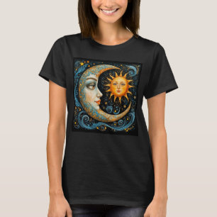 Camiseta Sonho Celestial Caprichoso: Lua e Sol.