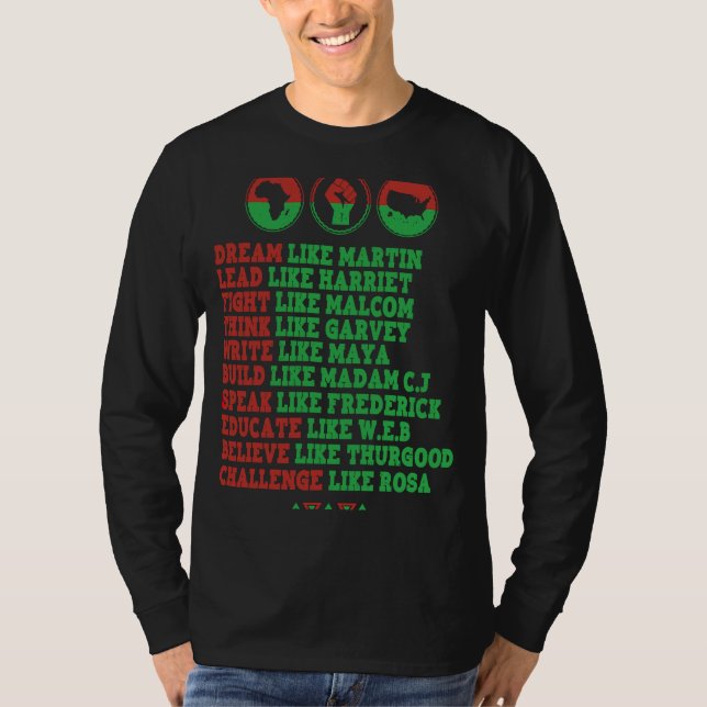 Camiseta Sonho Como Martin Lidera Como Harriet Black Histor (Frente)