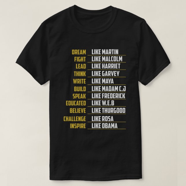 Camiseta Sonho Como Martin Luta Como Malcolm (Frente do Design)