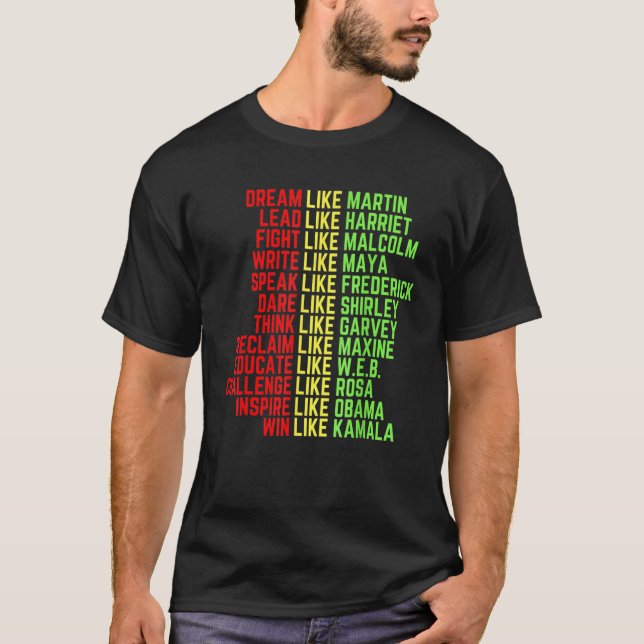 Camiseta Sonho Como Martin Men Meninas Meninas Negras Histo (Frente)