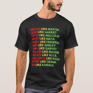 Camiseta Sonho Como Martin Men Meninas Meninas Negras Histo