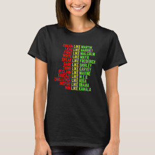 Camiseta Sonho Como Martin Men Meninas Meninas Negras Histo