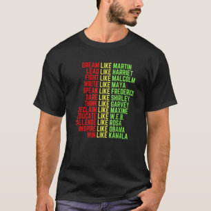 Camiseta Sonho Como Martin Men Meninas Meninas Negras Histo