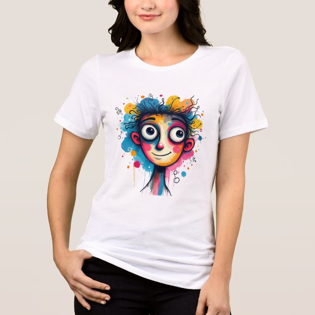 Camiseta "Sonho cromático" - Retrato de arte Abstrato (Frente)
