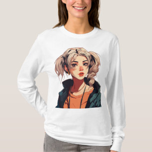 Camiseta Sonho de Anime: Beleza de Cabelos Castanhos Claros