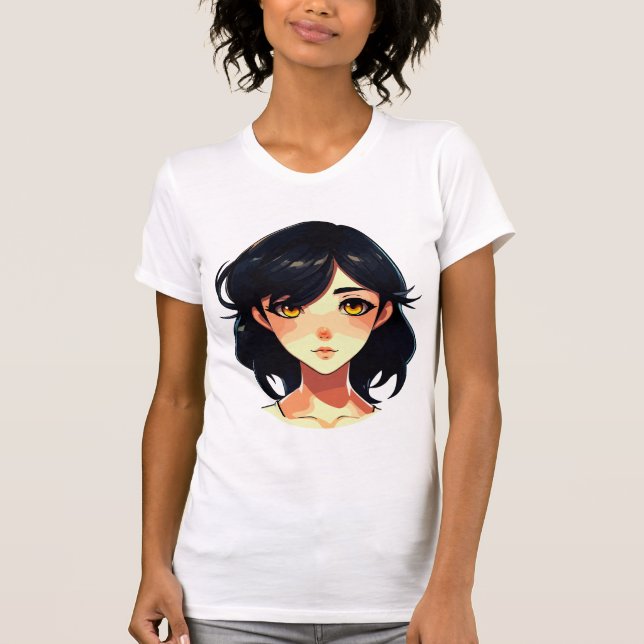 Camiseta Sonho de Anime Romântico: Beleza de Cabelo Azul (Frente)