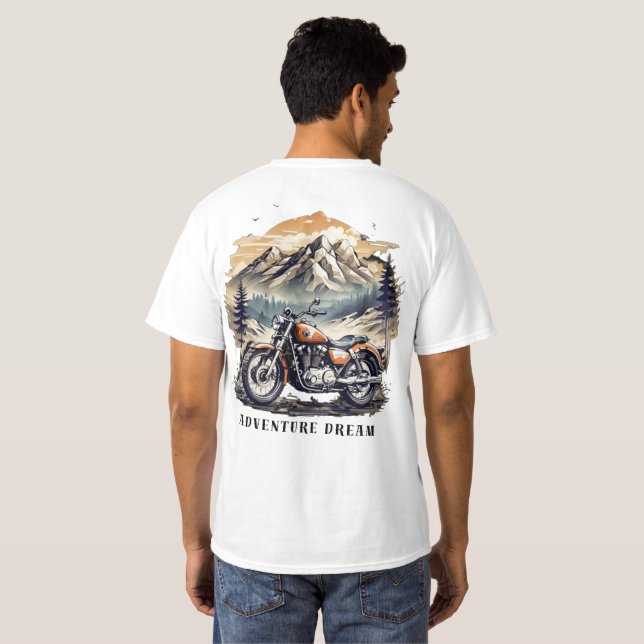Camiseta Sonho de Aventura: Viagem de Bike de Legenda Vinta (Parte Traseira Completa)
