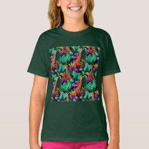 Camiseta Sonho de Girafa na Selva Padrão de Superfície Sem 