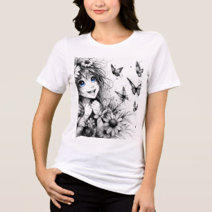 Camiseta Sonho de margarida monocromática Whimsical Fanta