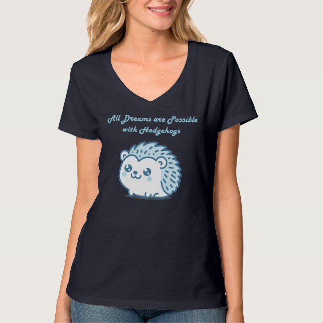 Camiseta Sonho de ouriço cacheiro decote em V   (Frente)