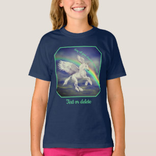 Camiseta Sonho de Unicórnio Sobre o Arco-íris Inspirador 