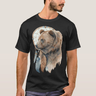 Camiseta Sonho de Urso Tribal Aquarela Caçador de Sonhos  1