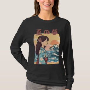 Camiseta Sonho de Verão Garota Onda Japonesa