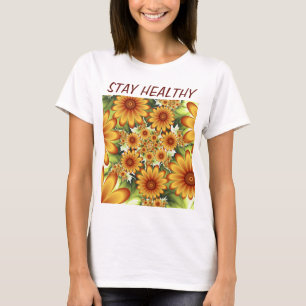 Camiseta Sonho Floral, Texto Fractal de Flor Abstrato Moder