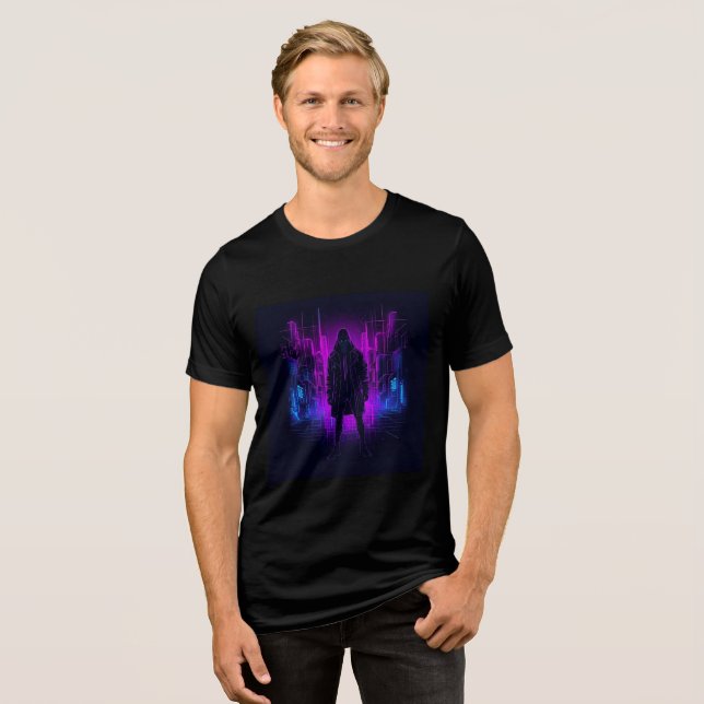 Camiseta Sonhos da Cidade Noturna - Neon Cyberpunk Futuríst (Frente Completa)