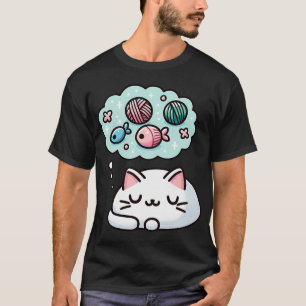 Camiseta Sonhos de Bigode: Sonolência do Gatinho Kawaii em